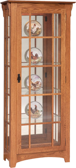 Amish Mission Single Door Display Cabinet/Curio With Mullions Curios Modern