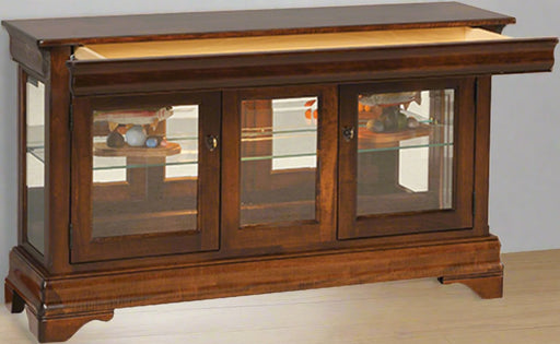 Amish Louis Phillippe Large Console Display Cabinet/Curio With Mullions Display Cases Contemporary