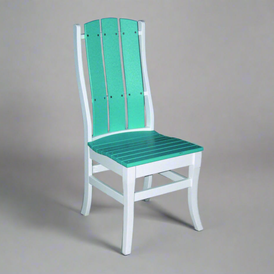 Galvaston-Dining-Side Chair in Aruba Blue on White Durable outdoor furniture