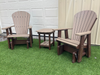 Amish Superior Adirondack Glider Set With End Table - Tangent Poly - Weatherwood on Brown