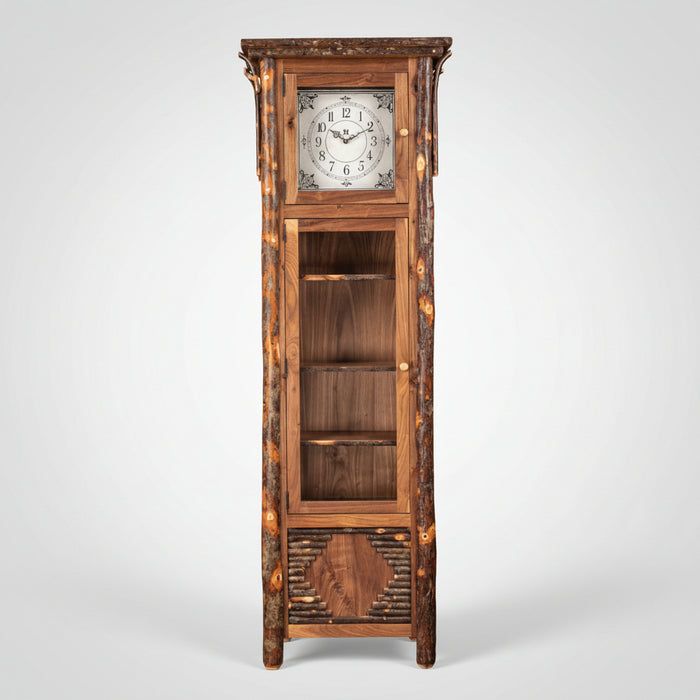 Amish Hickory Log Old Country Grandfather Display Clock