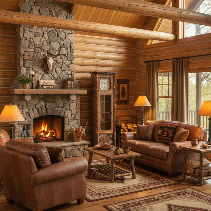 Amish Hickory Log Old Country Grandfather Display Clock