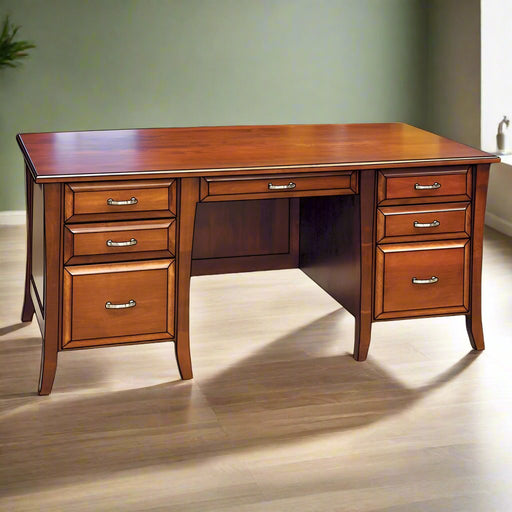 Amish Hamilton Executive Desk Raised Panel Backing & Sides Executive Desks Farmhouse