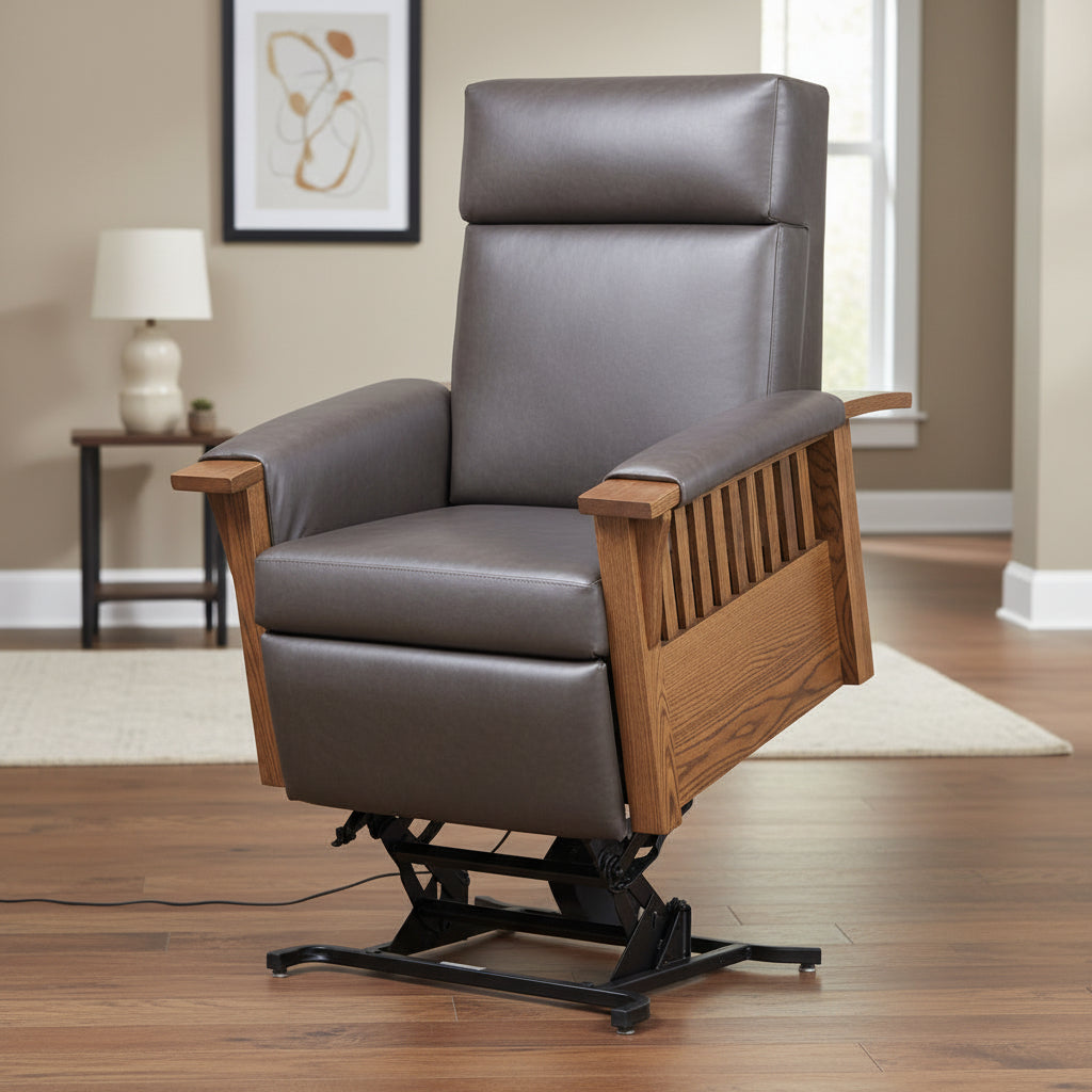 Heavy Duty American Made Lift Chair – Power Recliner for Seniors & Mobility - Amish Made Lift Chair Recliner – Solid Wood, Power Lift Assist, USA Made