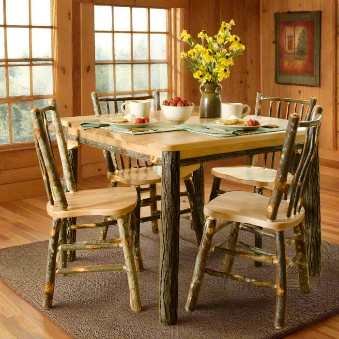 Hickory Log Leg Dining Set with Stick Back Chairs