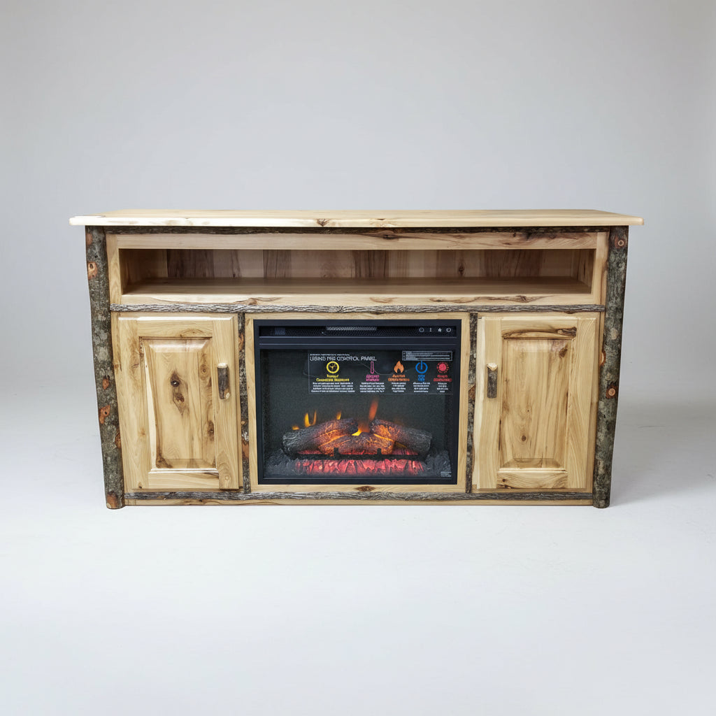 Amish Hickory Log 60" Fireplace Tv Stand