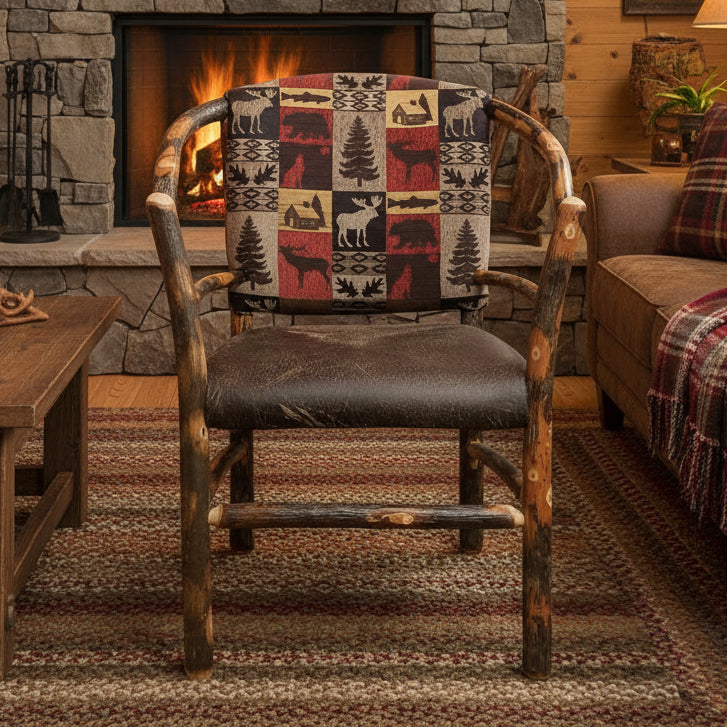 Hickory Log Hoop Chair Amish Built Front Facing