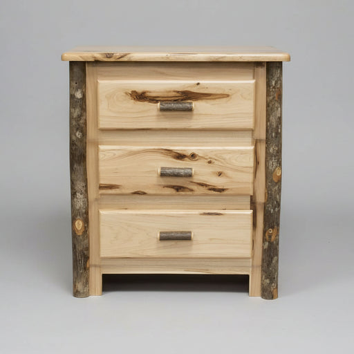 Hickory Log Nightstand Amish Built Front Facing