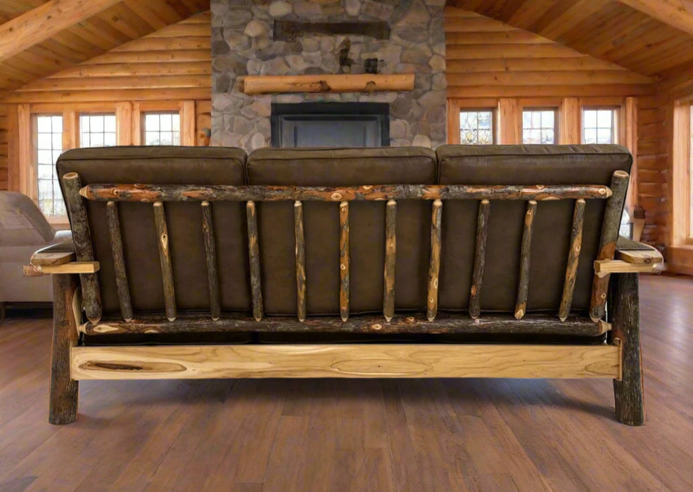 Amish Hickory Log Sofa Back Side Facing