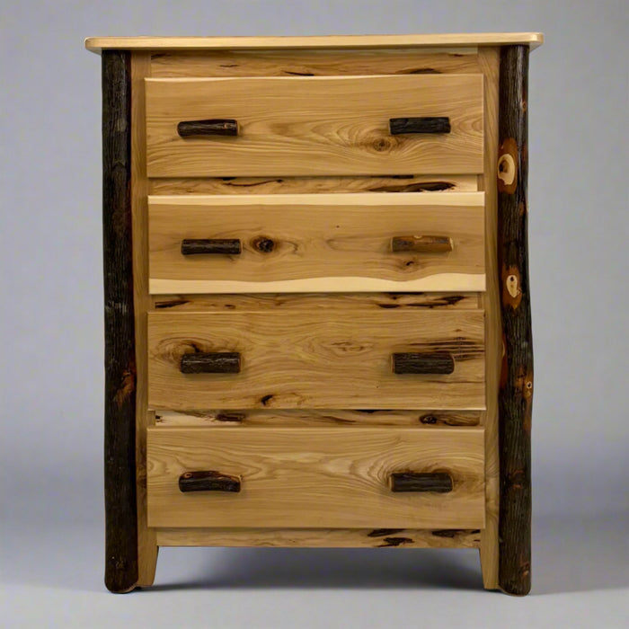 Amish Hickory Log 4 Drawer Chest of Drawers — Our Family Craft Shop Amish Hickory Log 4 Drawer Chest of Drawers — Our Family Craft Shop