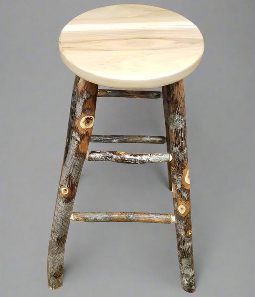 Hickory Log Barstool Amish Built Front Facing