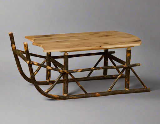 Hickory Log Sleigh Coffee Table Front Facing