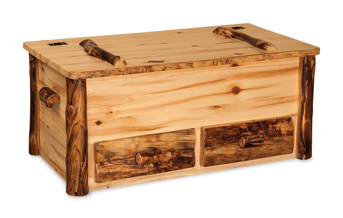 Amish Log Hope Chest With Drawers