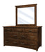 Hopewell Shaker Style Low Dresser with Shaker Beveled Mirror in rich Tobacco Stain on Brown Maple