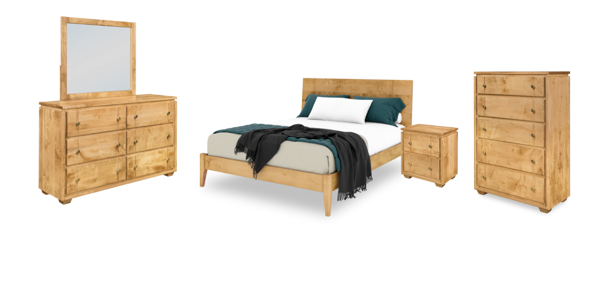 Quick Ship Amish Hudson Bedroom Set 5-Piece Set Contemporary Modern Sunrise Hardware