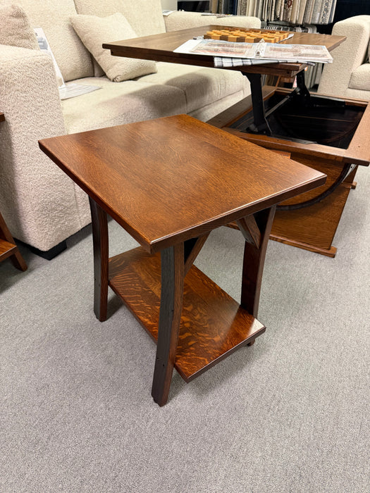 Amish Barrel End Table with Shelf In-Stock