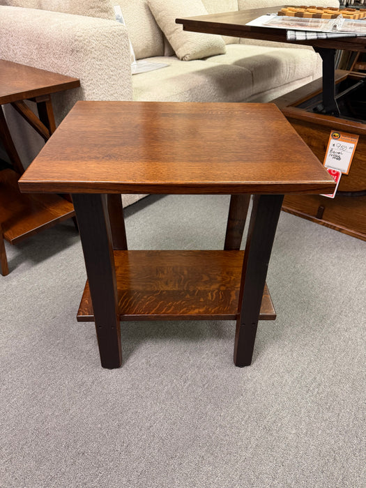 Amish Barrel End Table with Shelf In-Stock