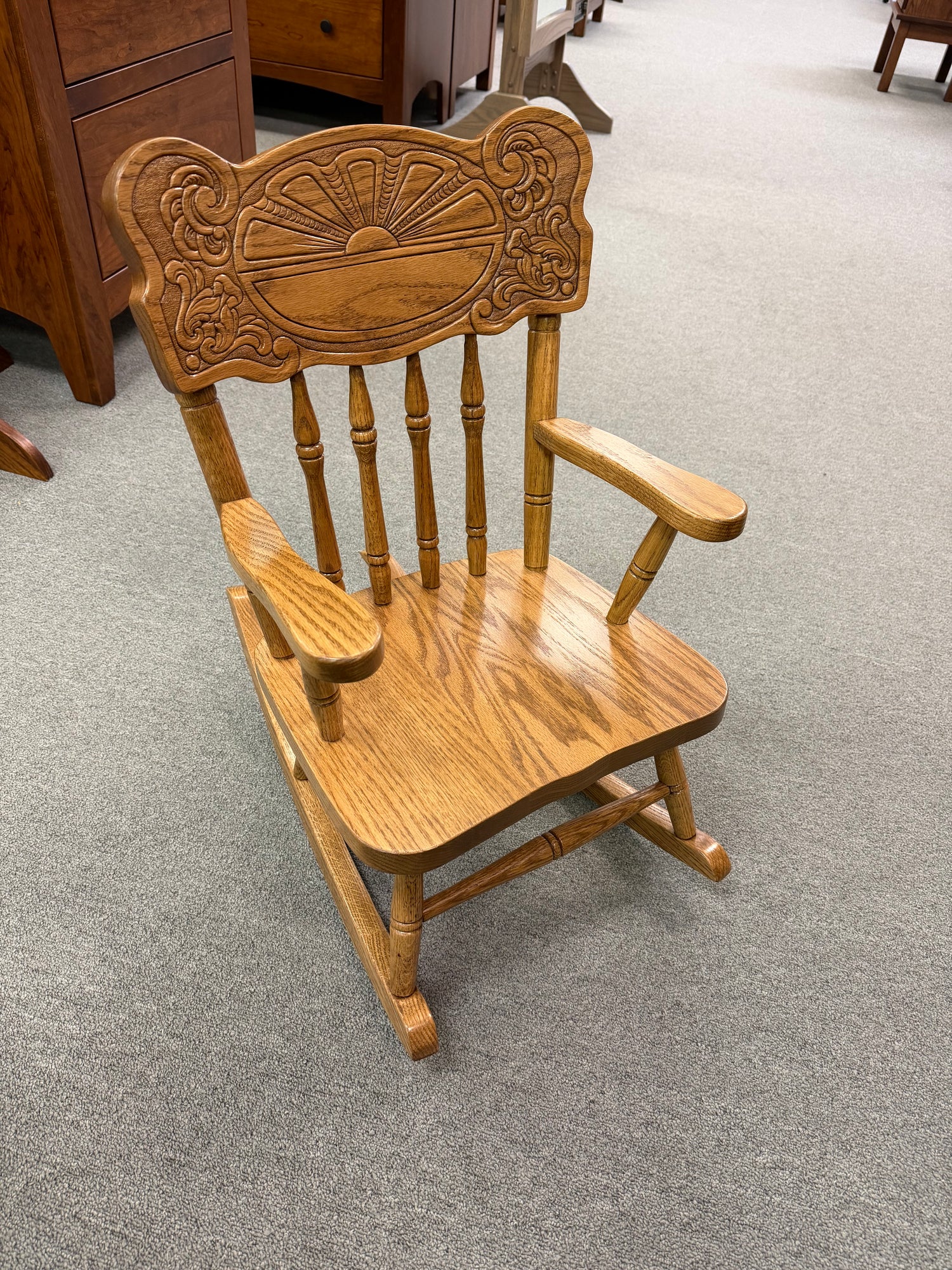 Amish Sunburst Kids Rocking Chair - In-Stock
