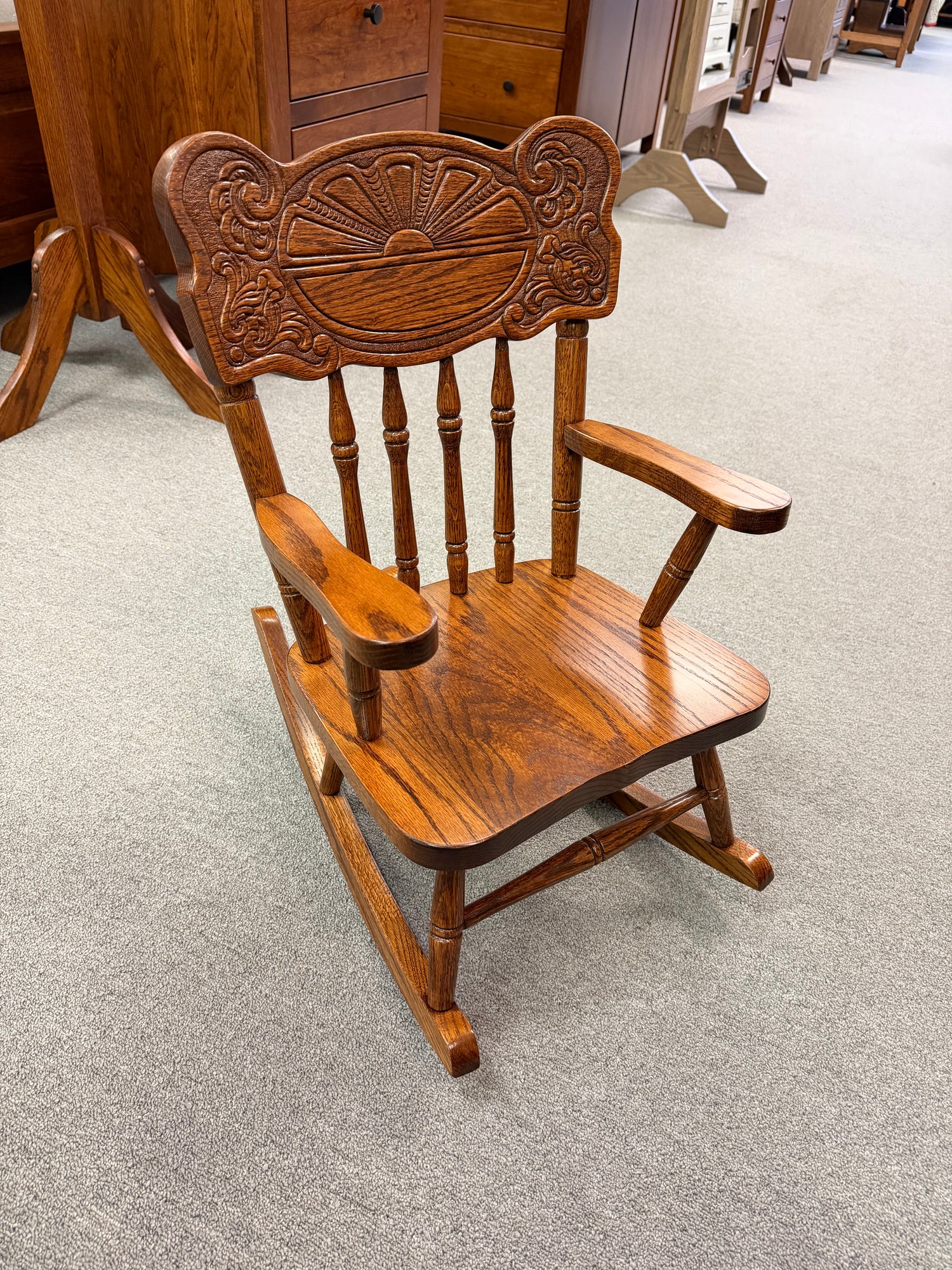 Amish Sunburst Kids Rocking Chair - In-Stock