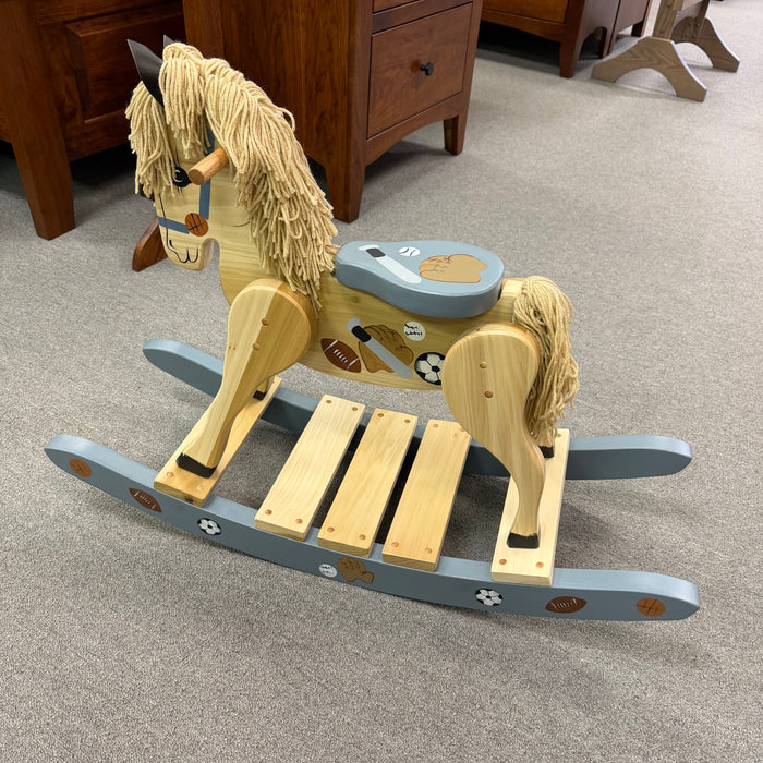 Amish Sports Painted Kids Rocking Horse - In-Stock