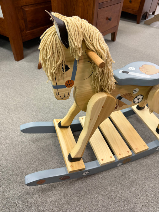 Amish Sports Painted Kids Rocking Horse - In-Stock