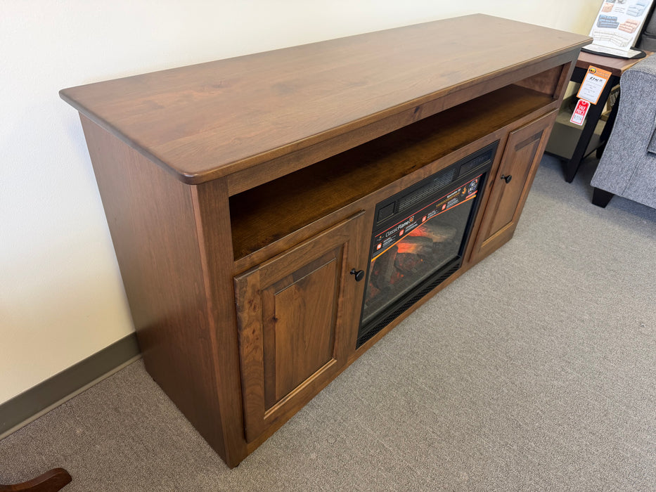 Amish Eco Tv Stand with Fireplace - In-Stock