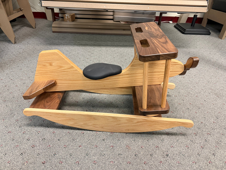 Amish Kid's Rocking Airplane - Premium Walnut & Oak Combo