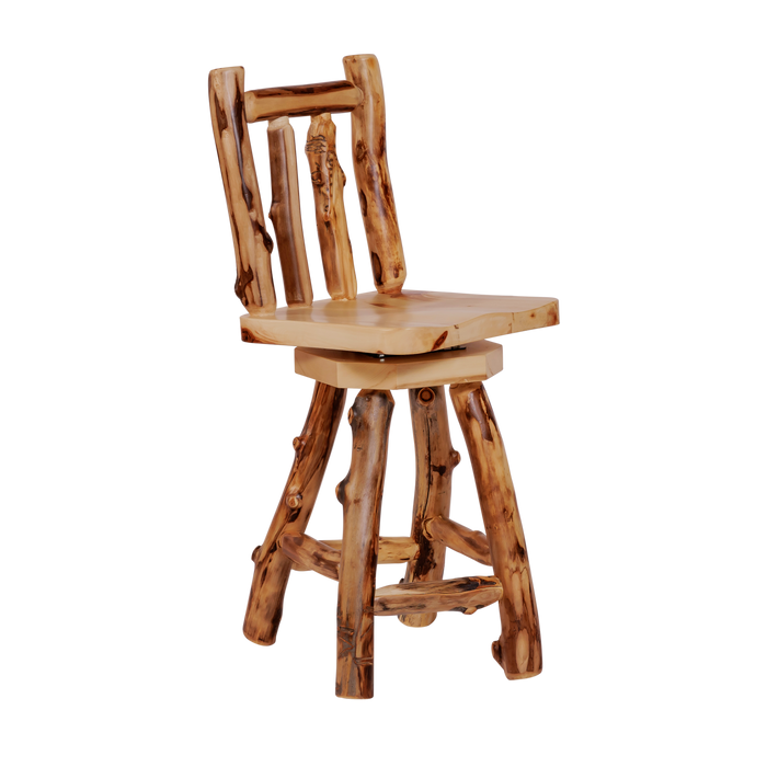 Amish Smoky Mountain Log Pub Dining Set With Swivel Chairs