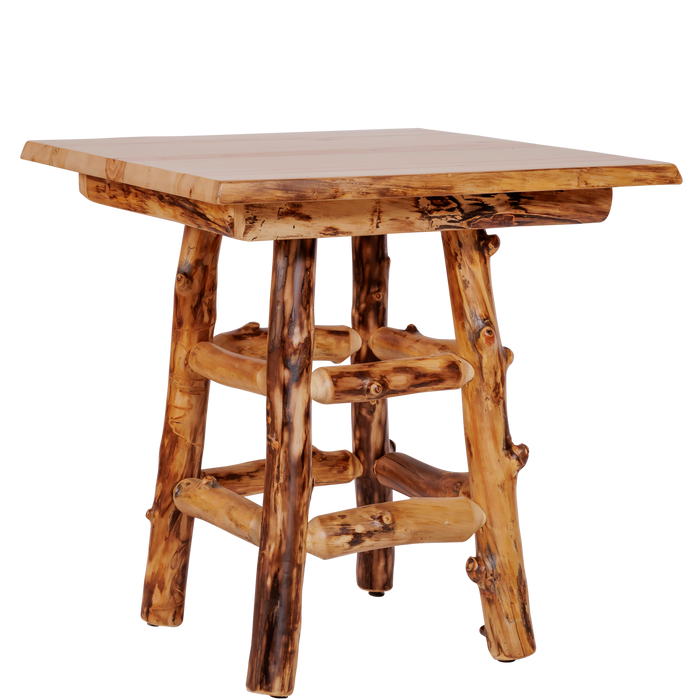 Amish Smoky Mountain Log Pub Dining Set With Swivel Chairs