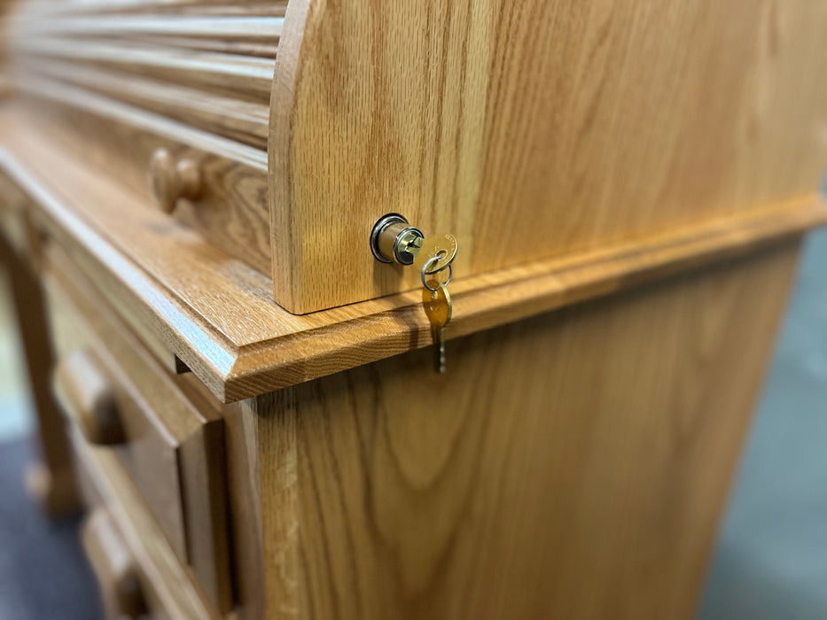 Amish Custom Traditional Rolltop Desk W/ Custom Cubby Layout