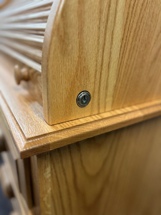Amish Custom Traditional Rolltop Desk W/ Custom Cubby Layout