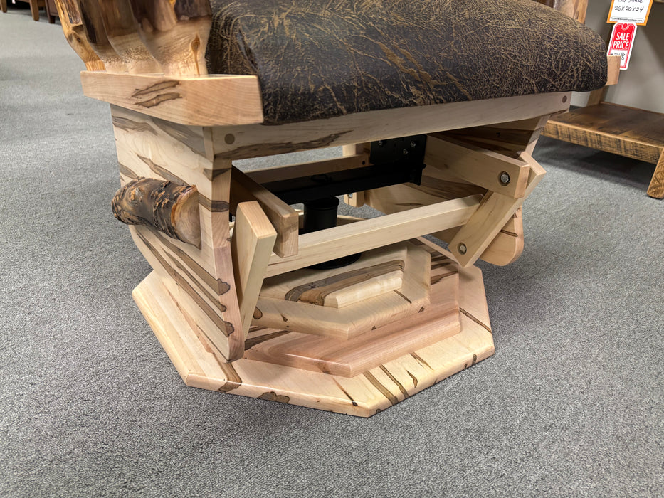 Amish Aspen Log Straight-Back Swivel Glider - In-Stock