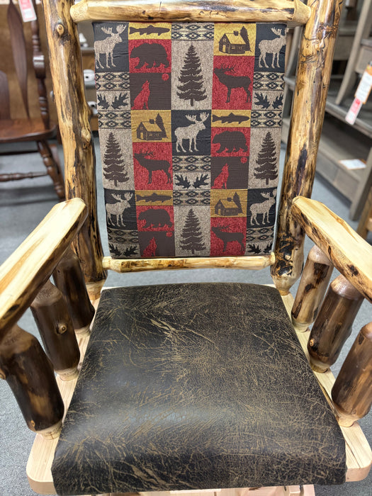 Amish Aspen Log Straight-Back Swivel Glider - In-Stock