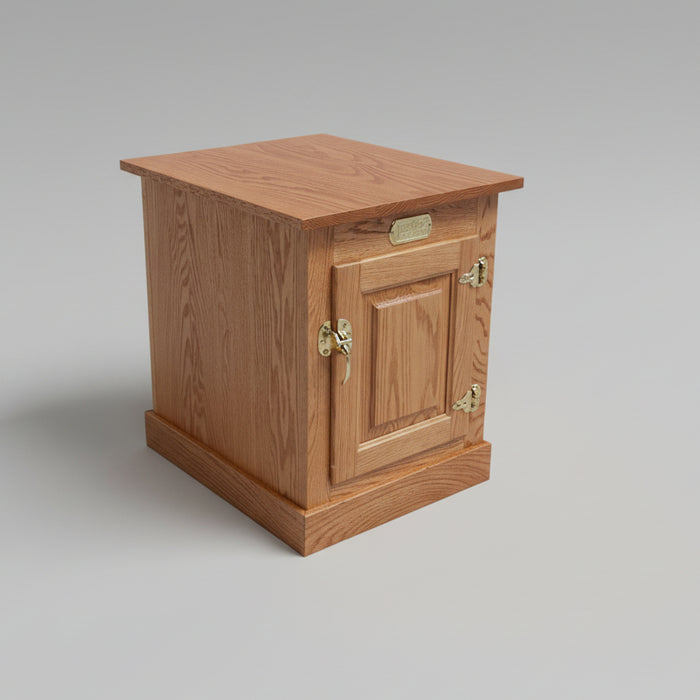 White Clad Ice Box Enclosed End Table with Original Hardware