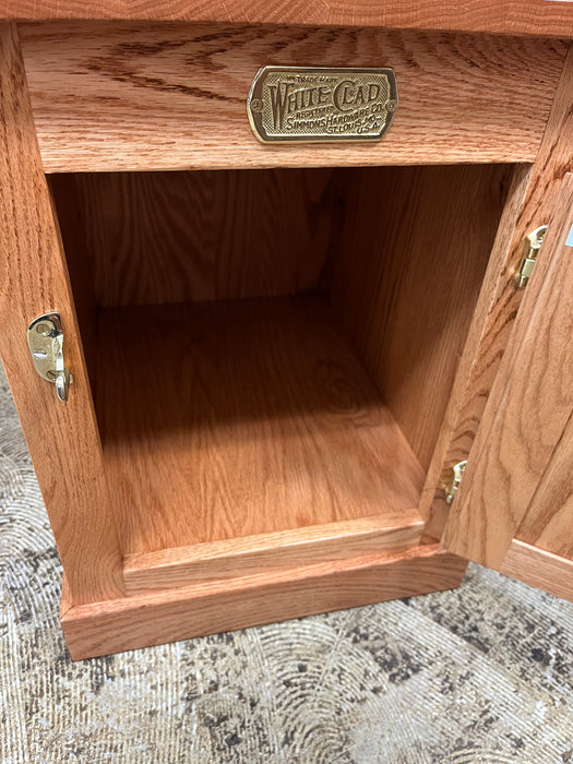 White Clad Ice Box Enclosed End Table with Original Hardware