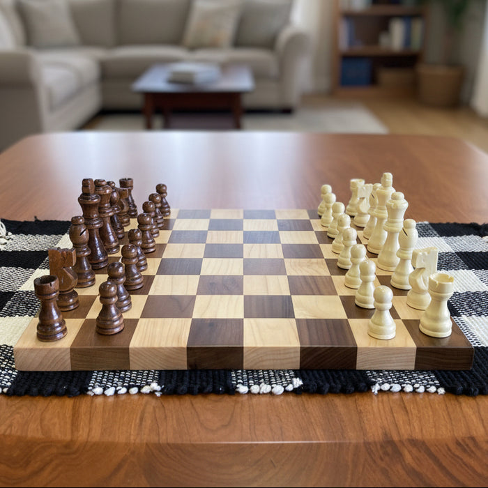 Amish Chess Game Board with Chess Pieces Included