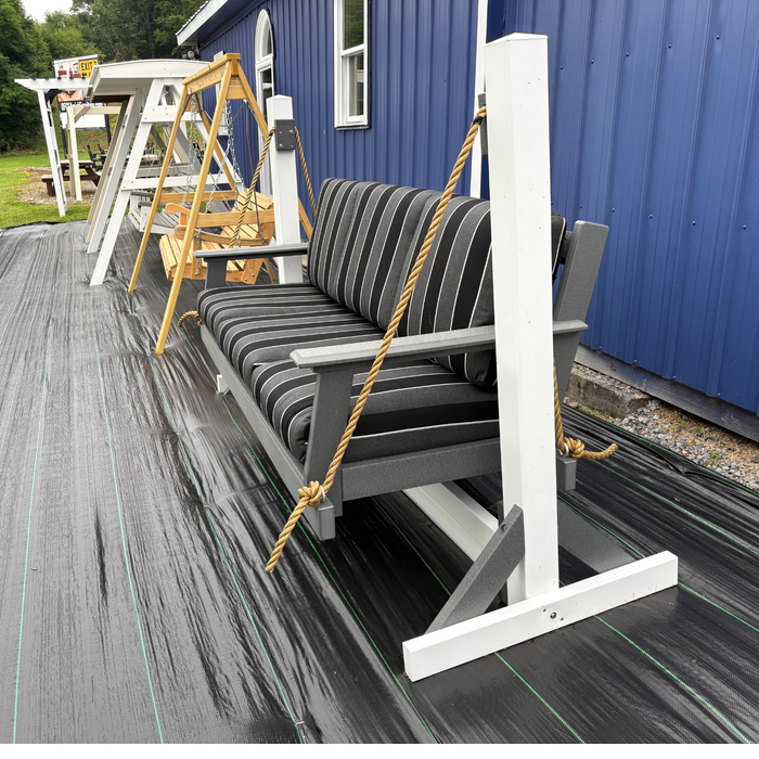 Amish Lakeside Upholstered Couch Rope Swing with Vinyl Frame - In Stock
