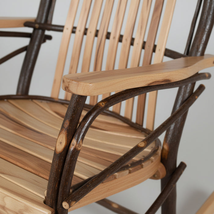 Quick Ship Amish Ozark Hickory Log 9-Slat Rocker (Free Shipping)