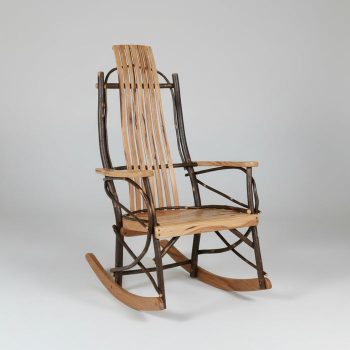 Quick Ship Amish Ozark Hickory Log 7-Slat Rocker (Free Shipping)