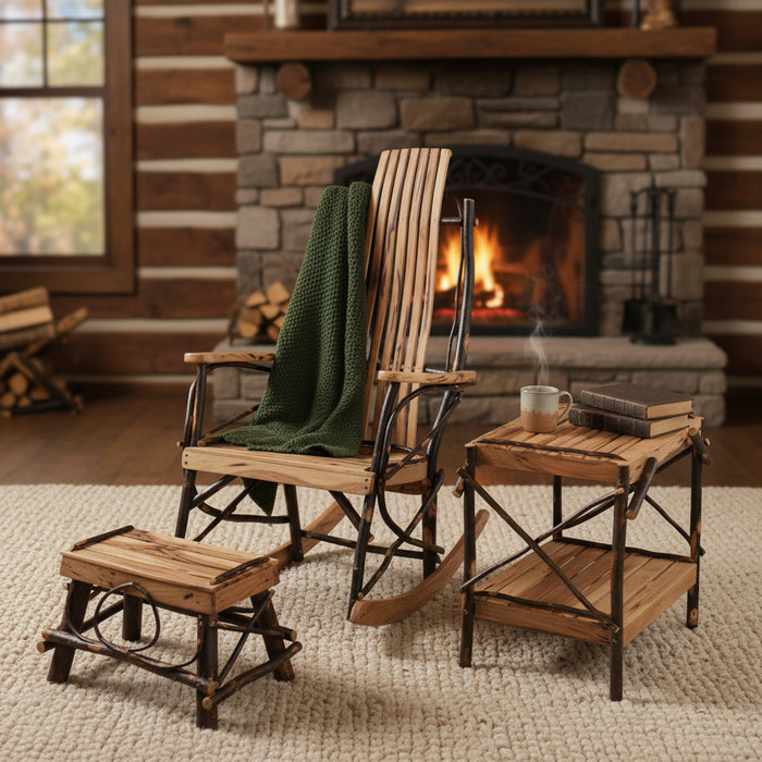 Quick Ship Amish Ozark Hickory Log 7-Slat Rocker (Free Shipping)