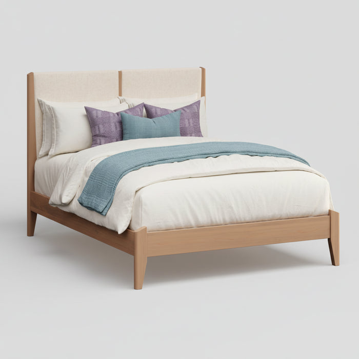 Amish Java Mid-Century Modern Fabric Panel Bed