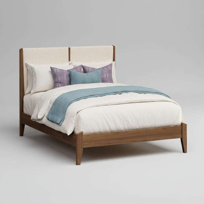 Amish Java Mid-Century Modern Fabric Panel Bed
