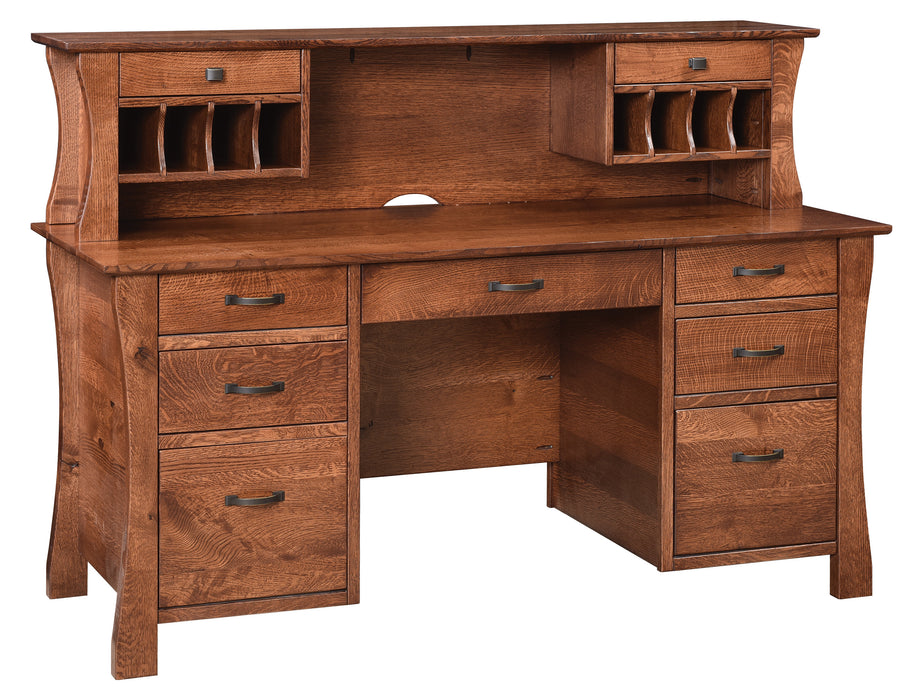Kapernum Double Pedestal Desk and Short Hutch