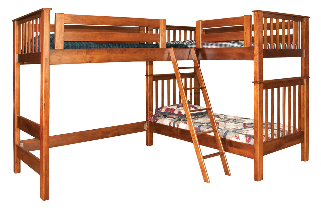 Amish L-Shape Triple Bunk Bed Bunk Beds Mission