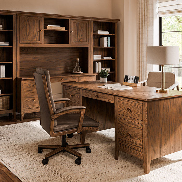 Quick Ship Amish Ashton Executive Desk with Finished Back