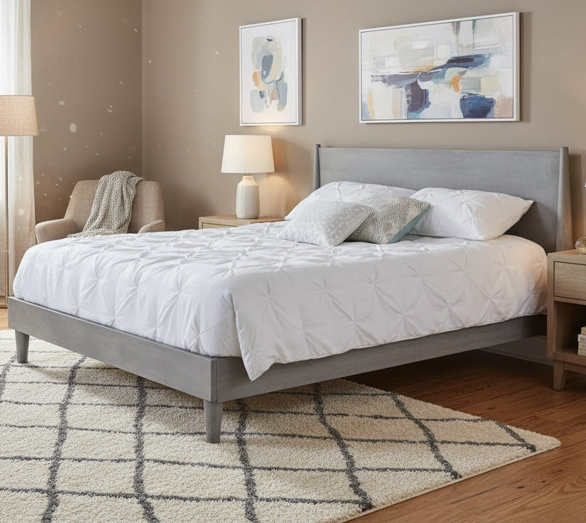 Liberty Platform Bed Modern Style On Brown Maple with Marias Grey Finish