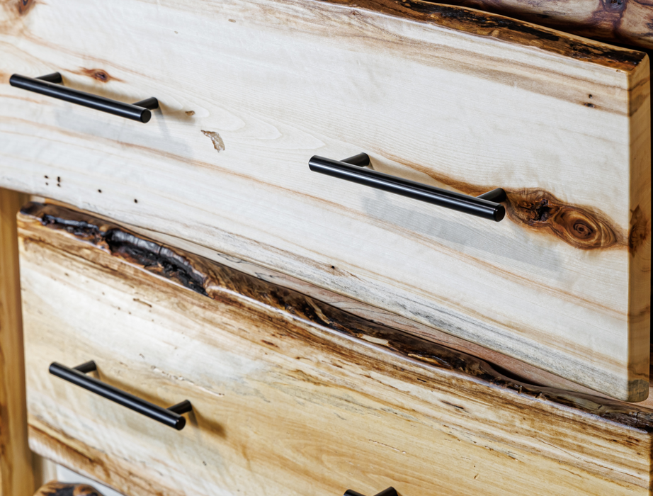 Live Edge Aspen Drawer Front - Black Hardware