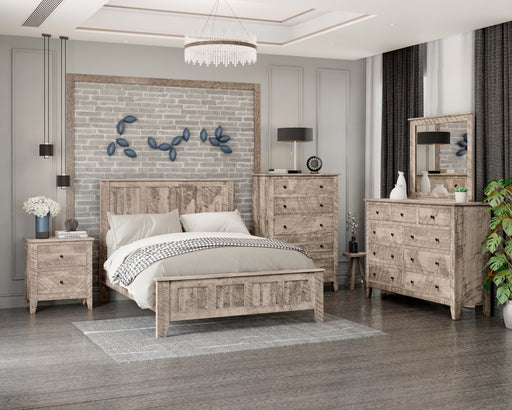 Quick Ship Livingston Bedroom Set 5-Piece Set Farmhouse Rough Sawn