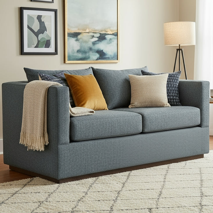 Amish Livingston Loveseat Stationary Love Seats Heartland Fabric Indoor Fabric Modern