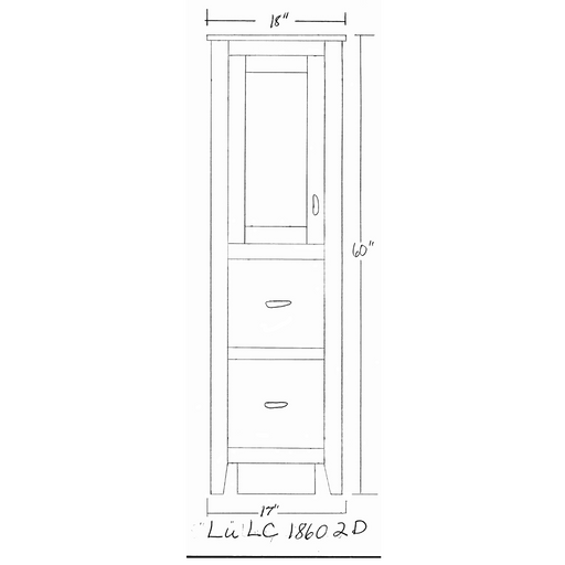 Amish Luray Linen Closet With Drawers - Multiple Sizes 18" Wide x 60" High Linen Closets Contemporary